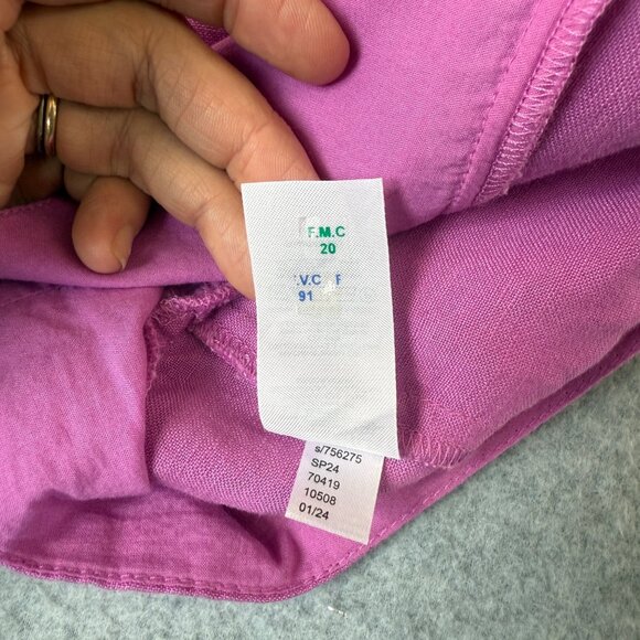 LOFT Purple Cutout Linen Blend Pocket Dress Tunic Womens Medium 3/4 Puff Sleeve - Picture 15 of 16